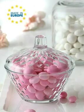 Clear Glass Lidded Candy Dish